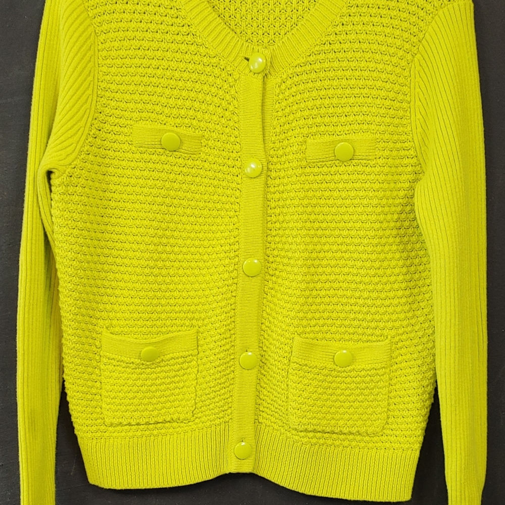 Cabi Lime green cotton cardigan